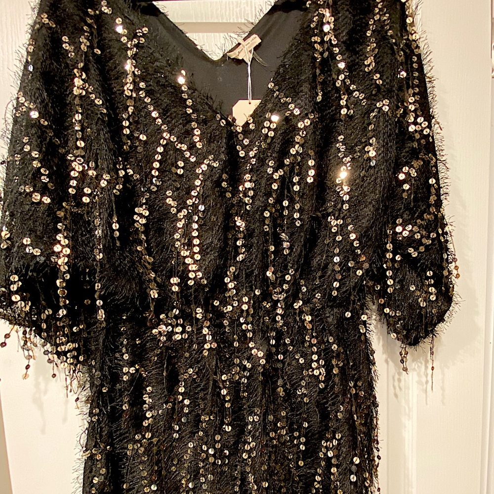 Southern Fried Chics sequins Black pullover cocktail dress NEW never worn